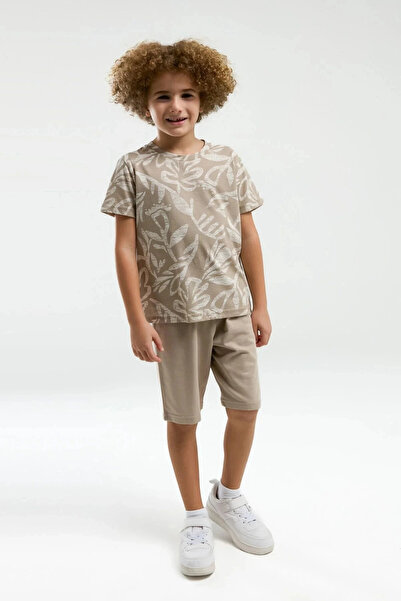 Arnetta Erkek Çocuk Krem Bermuda Takım