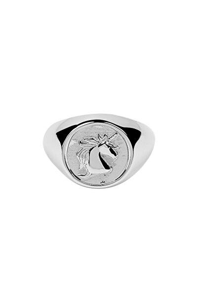 Kuyumcudukkani Küçük Parmak Yüzük (Signed Ring) Unicorn İfadeli -10385-W