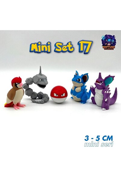 Neptune Pokemon Mini Figür Seti 17 (Pidgeotto, Onix, Voltorb, Nidoqueen, Nido...