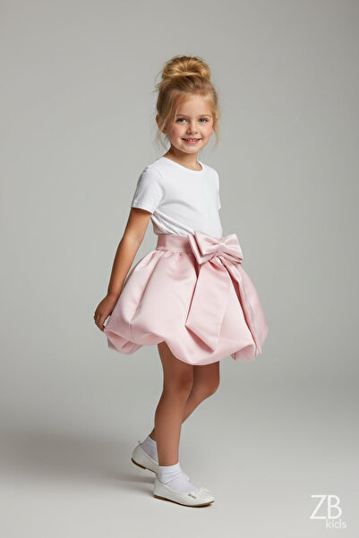 zühre balaban Pudra Pembe Kız Çocuk Balon Etek