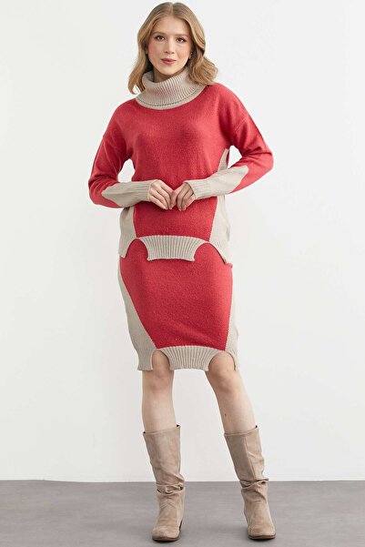 Sementa Full Fisherman Sweater Skirt Knitwear Set - Dark Beige-Rose