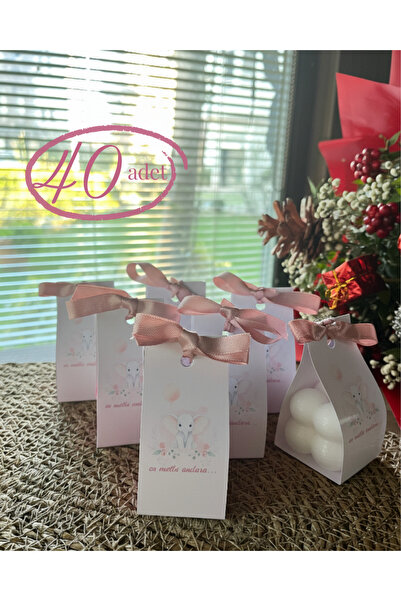 glow-candle by you Kişiye Özel 40 Adet El Yapımı ve Fiyonklu Beyaz Bubble Mum...