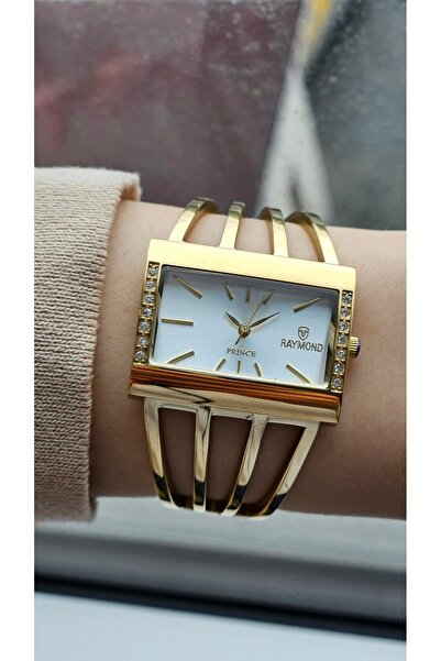 Raymond RYM-1142 QUARTZ KABURGA MODELİ KADIN KOL SAATİ - 2 YIL GARANTİ GOLD-B...