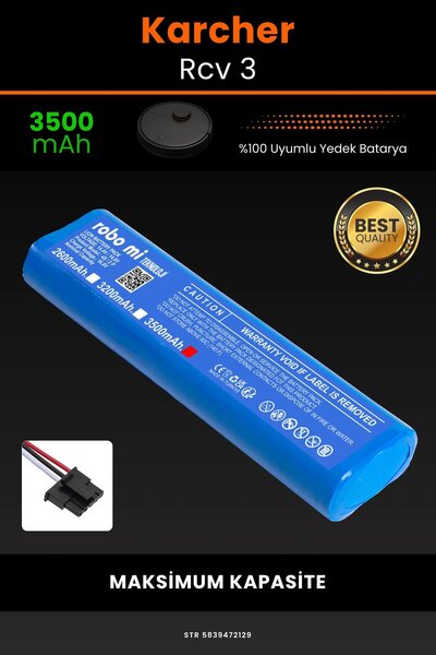 robo mi Karcher RCV 3 3500mAh Robot Süpürge Bataryası - Yüksek Yoğunluklu Li-...
