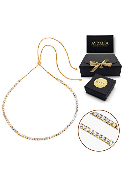 AVRALIA 18K Gold Plated Premium Tennis Necklace Zirconia Crystals