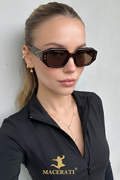 Piantazo Unisex Kahverengi Kare Çerçeve Vintage Uv400 Güneş Gözlüğü