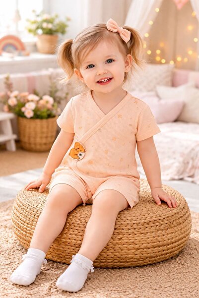 GMG Baby بذلة من القماش المضلع بنمط الدب