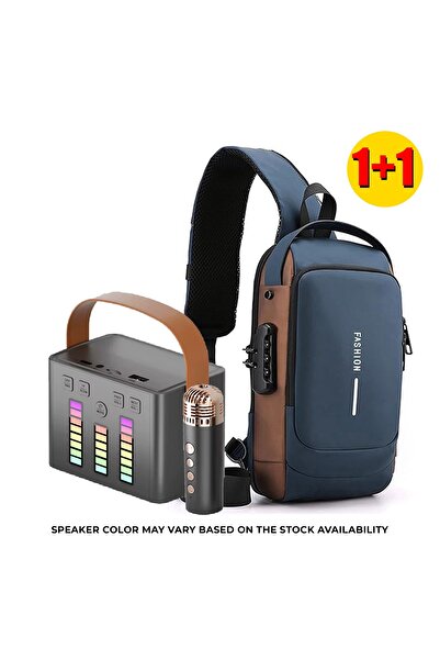 Zen Store 2 PC COMBO- BLUE Waterproof Anti-Theft USB Sling Bag Daypack with Q...