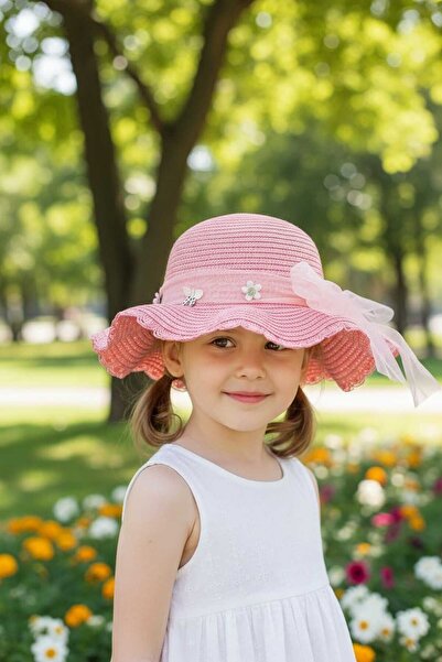 Aware Time قبعة فيدورا للفتيات من عمر 2 إلى 6 سنوات من كيتي مع إكسسوارات من القش