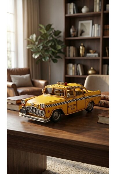 Pat Aksesuar Retro Dekoratif Nostaljik Taksi Araba – 27x11 cm Vintage Sarı Ta...