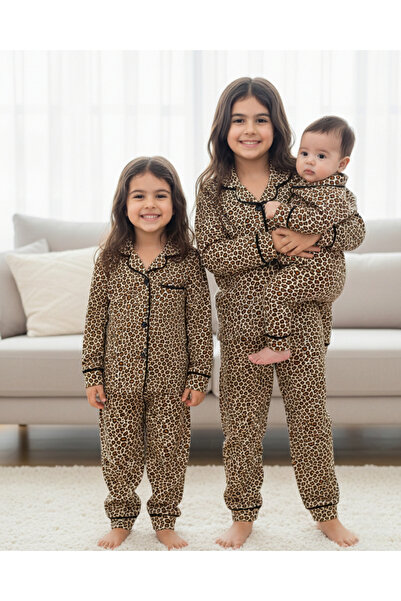 Ege Bebek Set de pijamale pentru fete cu model leopard, opțiune de mărime de ...