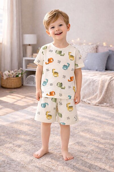 GMG Baby ملابس مريحة شورت تي شيرت بيجامة SuitDino
