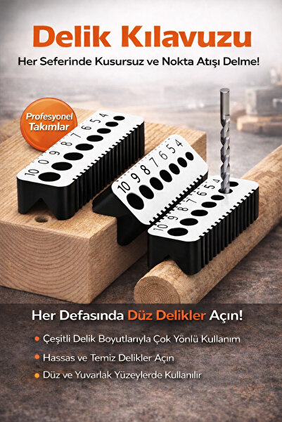 EVORADECO Delik Kılavuzu Matkap Aparatı–Düz ve Yuvarlak Yüzeyler İçin Hassas ...
