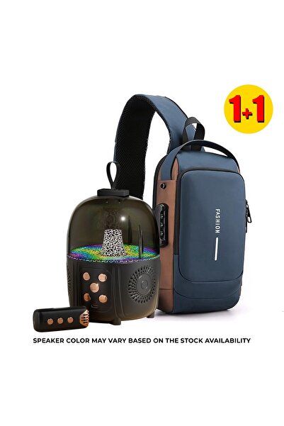 Zen Store 2 PC COMBO-BLUE Waterproof Anti-Theft USB Sling Daypack with Q-3 Pa...