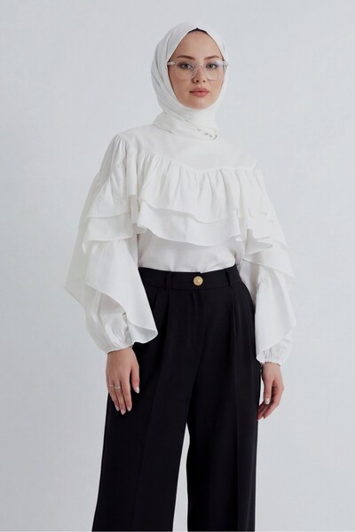 HİJABAYA Μπλούζα με βολάν και ελαστικά μανίκια