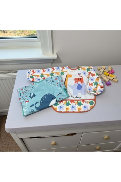 Malkoç bebe Double Wearable Baby Bib Set Orange