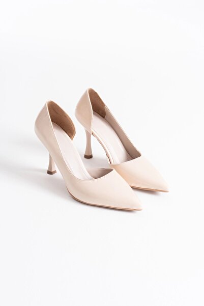 Zerenyus Angela Premium γυναικεία μπεζ δερμάτινα παπούτσια με τακούνι