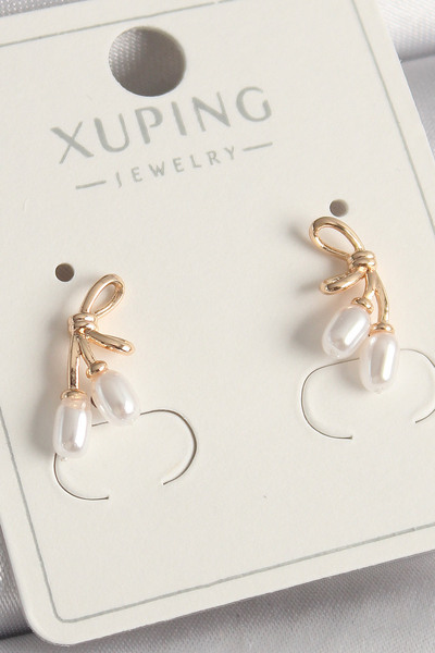 Skygo Brass Rose Color Pearl Detail Knot Model Women's Earrings - Tj-Bkp9922