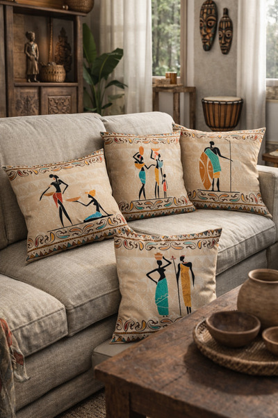 SasoHome كريم خلفية العرقية الفيروز الأفريقي منقوشة الرقمية المطبوعة رمي غطاء...