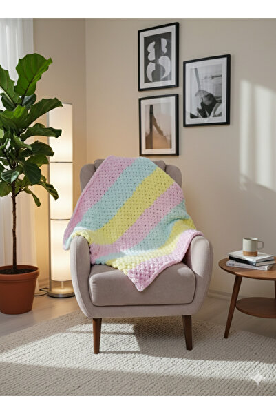 ARTTMACRAME Puffy Rainbow Blanket