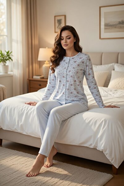 big mama Plus Size Cotton Pajama Set - Comfortable Fit with Buttons