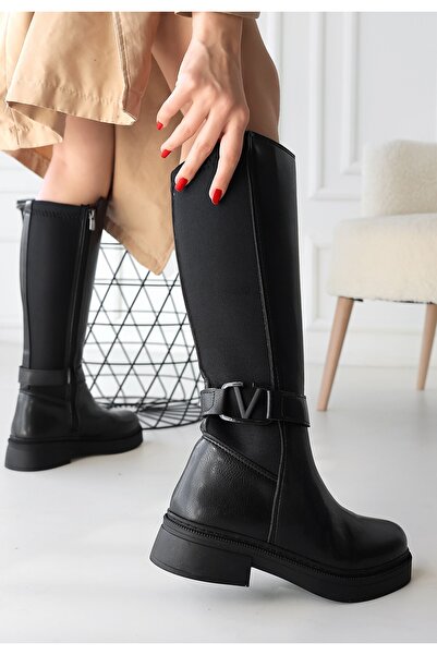 Zerenyus Μπότες Premium Stretch με μαύρο φερμουάρ και αγκράφα Dio V