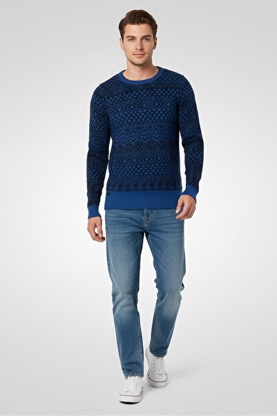 Lacoste Men Crew Neck Allover Print Sweater, Multicolor