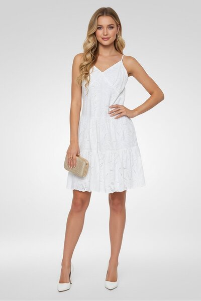 Michael Kors Women Embroidered Mini Dress, White