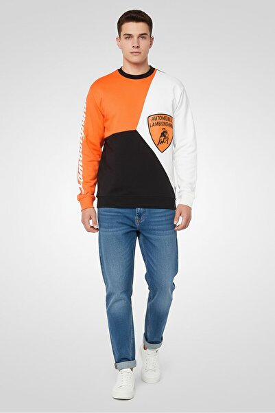 Lamborghini سويت شيرت رجالي برقبة دائرية وأكمام طويلة وشعار العلامة التجارية،...