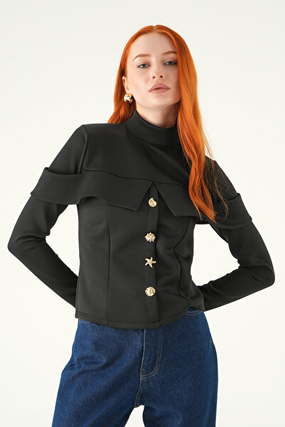 Rays 8386A Front Button Blouse Black