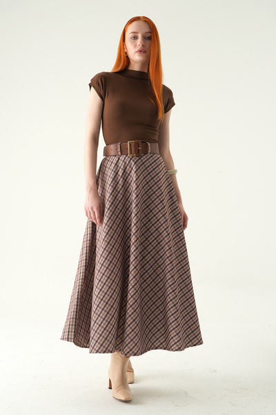 Rays 1344 Fustă cu curea și model Bej