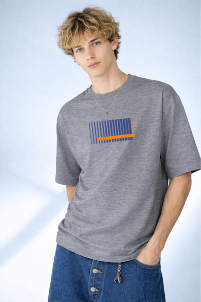 caddekombin Tricou gri pentru bărbați, cu imprimeu în dungi, 100% bumbac, cu ...