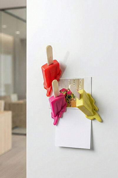 ZAP AKSESUAR Buz Dondurma Figürlü 3'lü Set Magnet El Yapımı Meyveli Çubuk Don...