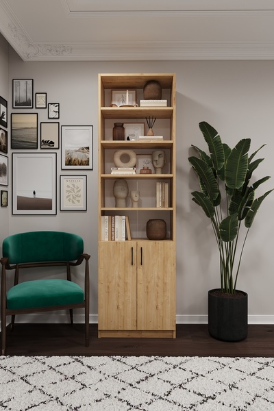 asratrend Asra Trend MDF Safir Meşe Kapaklı Kitaplık –Ayarlanabilir Raf,Ev&Of...