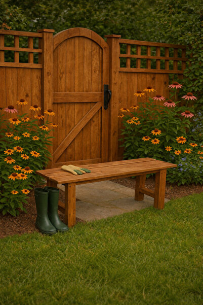 pinoxi Masif Ahşap Bank Bench Sandalye Mutfak Bank Ceviz 100cm X 30cm Ceviz Renk