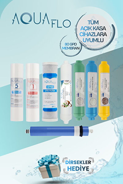 AQUAFLO Açık Kasa Su Arıtma Cihazı 8li Filtre Seti Standart Membran Set