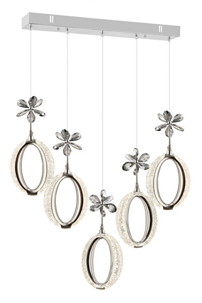 İstanbul Avize İstanbul Avize Zeus 5'li Gümüş Yemek Masası Kumandalı 3 Renk L...