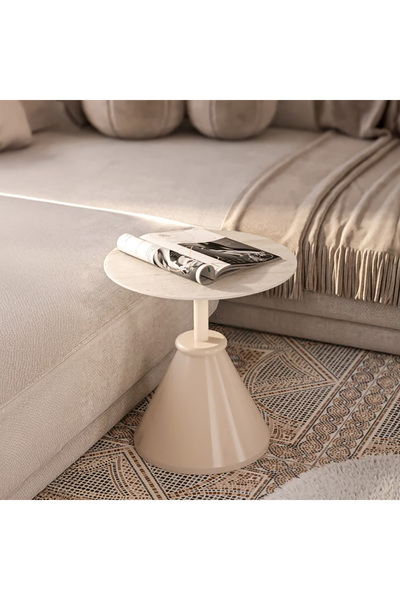 SMİLESEPET PERA 52 CM ZİGON SEHPA VARİO VİZON ÜST TABLA TRAVERTEN DESEN