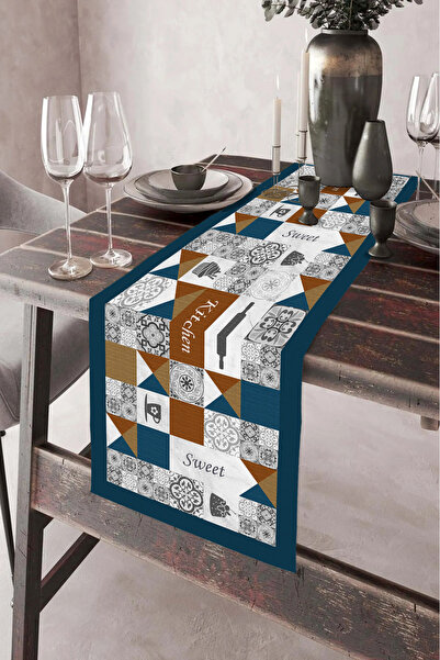 aymira home 40x140cm Dokuma Leke Tutmaz Baskılı Premium Tay Tüyü Kumaş Masa Ö...
