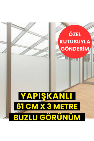 AUTOFOLYO Buzlu Cam Filmi 61 Cm - 3 Metre Yapışkanlı Cam Kumlama Folyosu
