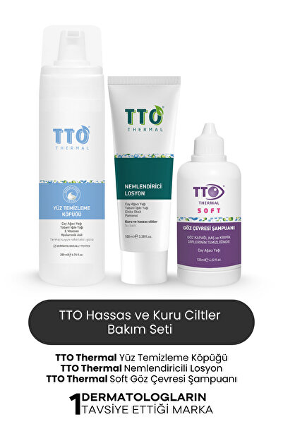 TTO Hassas ve Kuru ciltler Bakım Seti (yüztemizleme köpüğü-nemlendirici losyo...