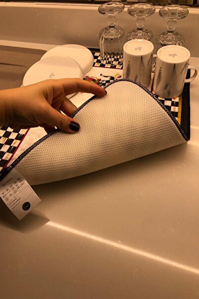 DEKOMOD Bulaşık Kurutma Matı Kurulama Bezi Kurutma Örtüsü Tezgah Üstü Bulaşıklık 40x50 Cm Yıkanabilir Mat03