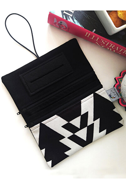 Kirpiwork Siyah Kanvas Tütün Çantası Yılbaşı Hediyesi Tütün Kesesi 16x10cm