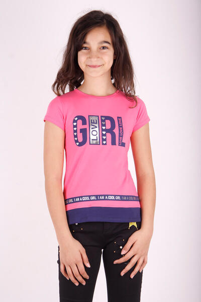 Toontoy Κοριτσίστικο μπλουζάκι με κοντό μανίκι με τύπωμα Crew Neck