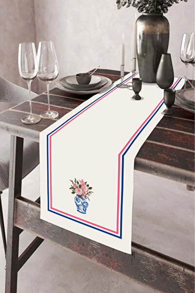 aymira home 40x140cm Dokuma Leke Tutmaz Baskılı Tay Tüyü Kumaş Masa Örtüsü De...