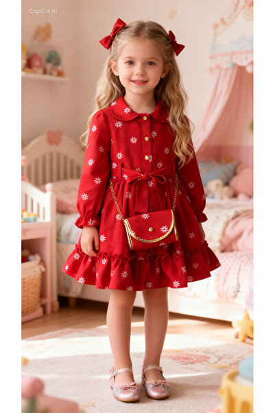 Lunas tekstil Günlük Özel Gün Kabarık Çantalı Elbise