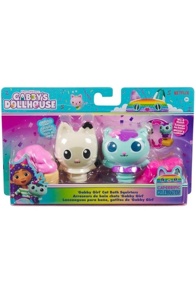 Gabby's Dollhouse Set de joacă pentru baie: Gabby CatBathSquirters, cu 2 figu...