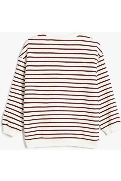 Koton Κοριτσίστικο Basic ριγέ φούτερ 5wkg10267ak Claret Red