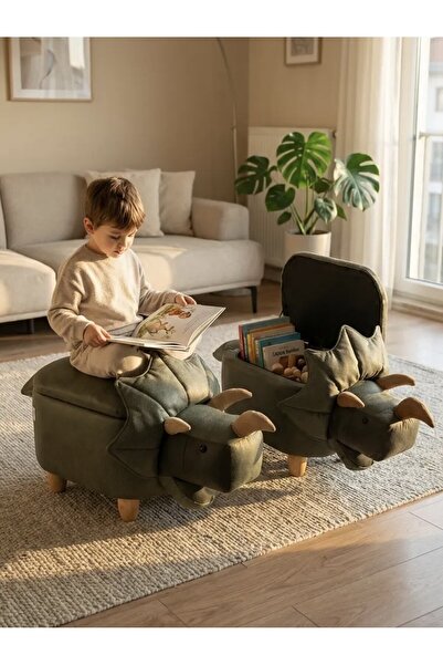 zooturak Boynuzlu Dinazor Figürlü Sandıklı Puf