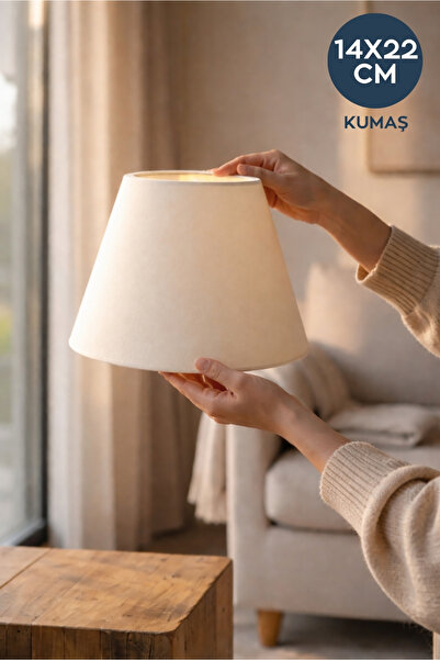 HOMİNG Krem Kumaş Abajur Başlığı 22'lik